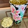 Vintage Metal Ware St Michaels Shortbread Tin Cannister Pink Stargazer Lilies Lid Nice Image 6