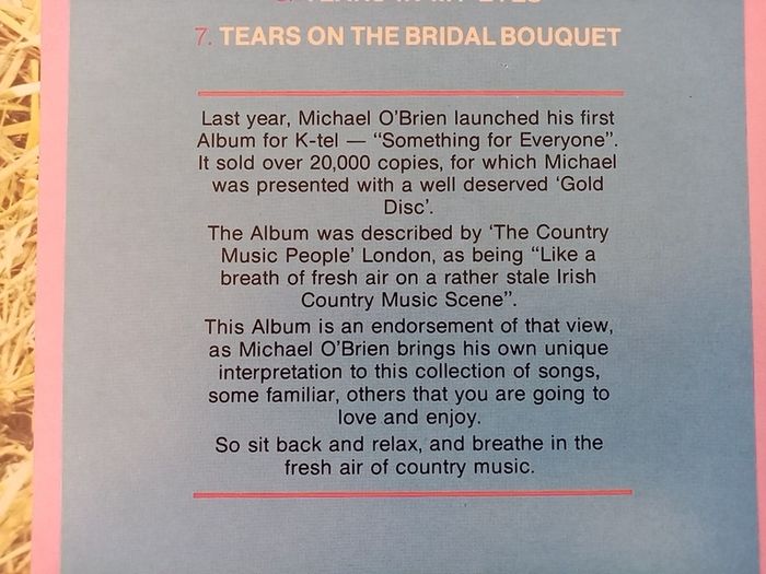 Michael O'Brien. Waiting For You. 1988 Irish Pressing. K-Tel Ireland. LP. Vinyl. Record. Album.
