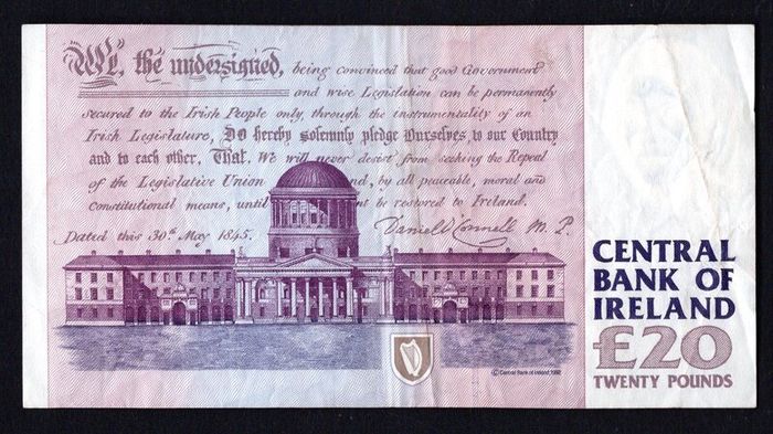 1996 Ireland IR20 Daniel O Connell Banknote Series C. Note issued 15/05/96. Serial number BBGB842243