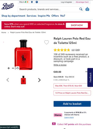 Ralph Lauren Polo Red Eau de Toilette 125ml