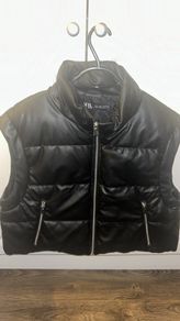 Zara black faux leather gillet jacket.