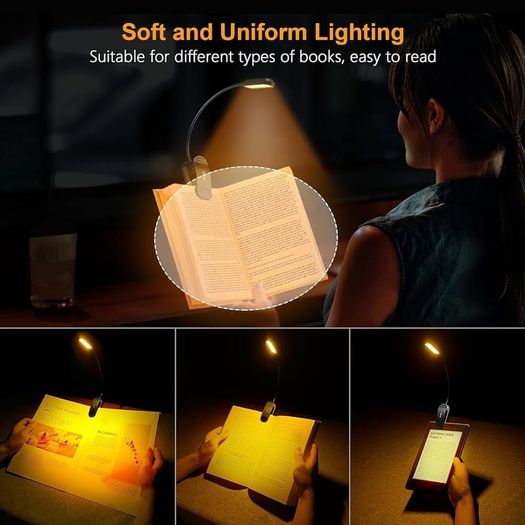 Book Light Rechargeable 11 LED Reading Light Clip on Book 3 Eye Protecting Modes and Touch Control Stepless Dimming long Battery Life, 360 degree Adjustable Book Lamp for Reading at Night for Readers