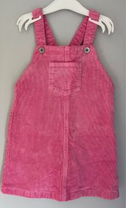 Next girls pink corduroy dungaree dress Age 3-4 EUC