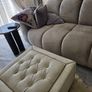 Cream Leather Custom Stud Ottoman Coffee table Image 2