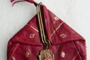 Vintage 50's Italian  Red Leather Triangle Coin Purse