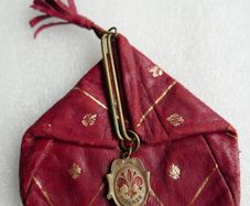 Vintage 50's Italian  Red Leather Triangle Coin Purse