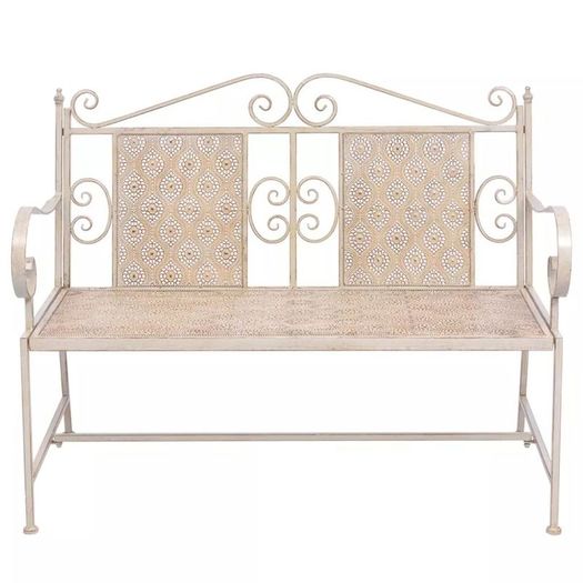 Garden Bench 115 cm Steel Vintage White