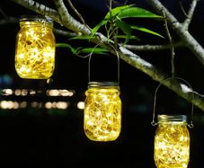 Solar Lights Garden - 3 Pack Solar Mason Jar Lights 30 Led Water-Proof Outdoor Fairy Lights Indoor/Outdoor Hanging Lantern for Garden Wedding Christmas Decorative Lighting (Warm White)