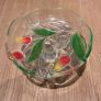 Footed Glass Fruit Bowl with Painted Red & Yellow Tulips Image 3