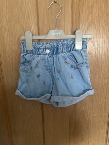Next stonewash denim floral shorts aged 2-3
