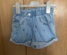 Next stonewash denim floral shorts aged 2-3
