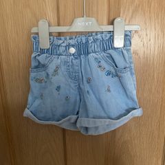 Next stonewash denim floral shorts aged 2-3