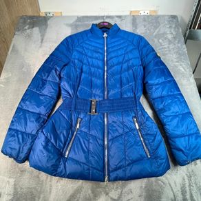 Barbour Womens Morzine Quilted Jacket With Belt - Ultra Marine Blue- Uk 14 EU 40
