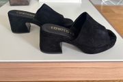 Spanish designer suede black platform sandals NEW