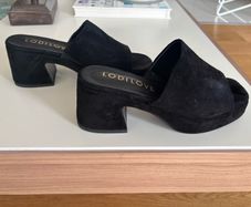 Spanish designer suede black platform sandals NEW