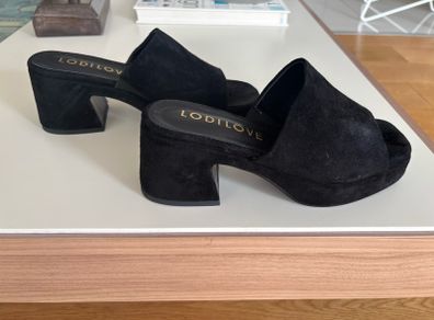 Spanish designer suede black platform sandals NEW