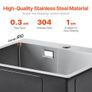 68cm Kitchen Sink Workstation, 304 Stainless Steel Top Mount Sinks, Drop-In Single Bowl Farmhouse Basin with Accessories Image 3