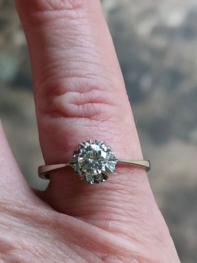 Diamond cluster engagement ring with papers