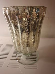 Silver tone distressed look vase
