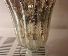 Silver tone distressed look vase