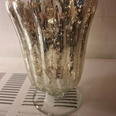 Silver tone distressed look vase