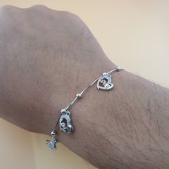 925 Sterling Silver Heart Charm Bracelet with LOVE Pendants Elegant Adjustable Chain Jewelry