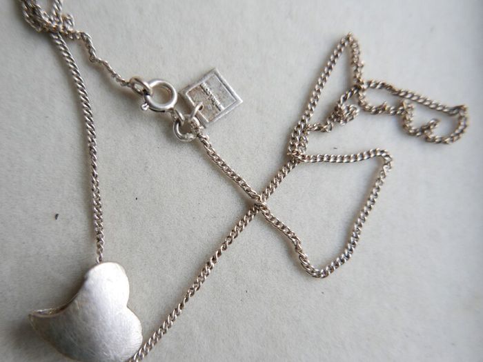 Vintage Sterling Silver Twisted Heart Necklace length 18" - 5,1g