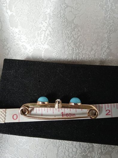 Gold, diamond and turquoise brooch ,lapel pin