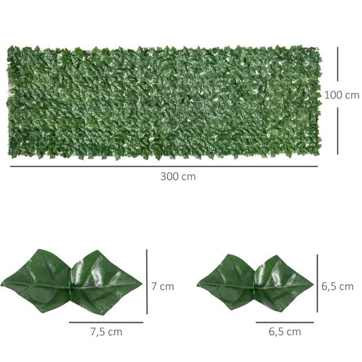 Artificial Leaf Hedge Screen, Expandable Faux Privacy Fence Panel for Garden Outdoor Indoor Decoration, 3M x 1M, Dark Green
