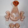 Vintage Pink Glass Barware Decanter/6 shot Glasses circa 1950s Image 3