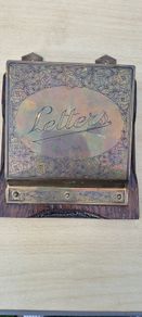 Vintage Brass and Wood Wall Mount Letter Rack