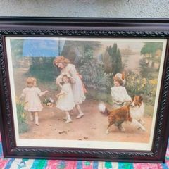 Mahogany Framed picture, " love at first sight"