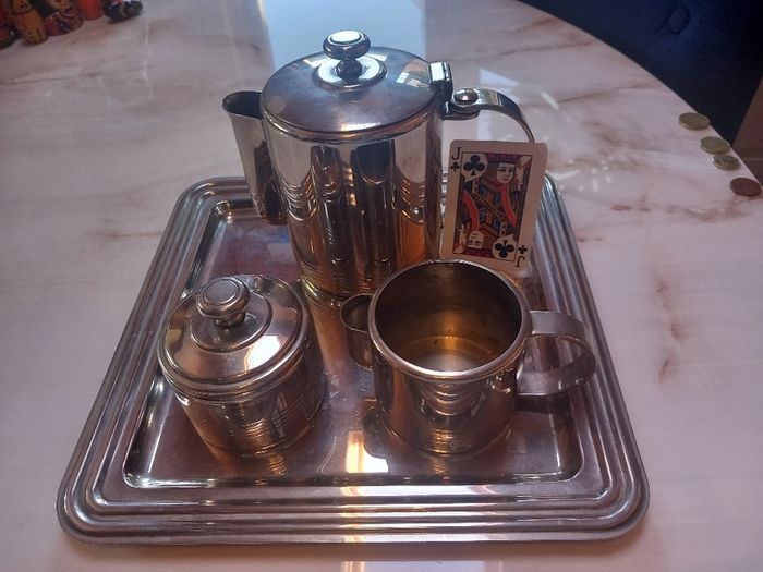 Art Deco tea set in style of designer Luc Lanel, lovely condition, D18 post 8e