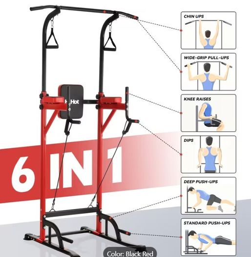 6-in-1 Adjustable Pull Up Bar Stand Heavy Duty  with Resistance Bands