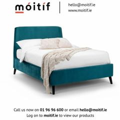 Fred Curved Velvet King Size Bed - Teal