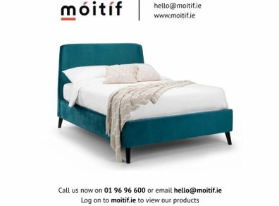 Fred Curved Velvet King Size Bed - Teal
