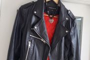 WAREHOUSE Genuine Leather Black Biker Jacket - Sz 10 UK - Rrp 210 (New)