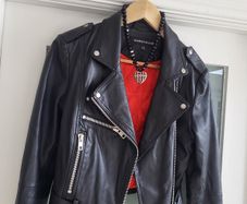 WAREHOUSE Genuine Leather Black Biker Jacket - Sz 10 UK - Rrp 210 (New)