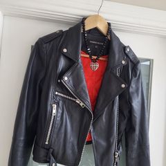WAREHOUSE Genuine Leather Black Biker Jacket - Sz 10 UK - Rrp 210 (New)