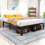 36 cm 4ft6 Double Metal Platform Bed Frames Double with Storage Under Bed/Steel Slats Mattress Base, No Box Spring Needed, Enhanced Support Noise Free,Black Image 10