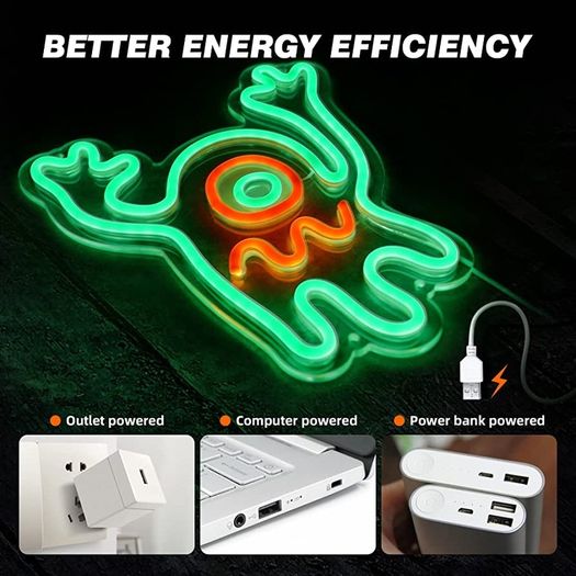Dimmable Ghost Neon Sign, Haunted House Ghost Neon Light Acrylic Plate Powered by USB with Switch, 28x24cm LED Green Wall Light for Kid Bedroom Children Living Room Bar Party Decoration (FREE POSTAGE)