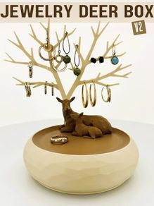 Deer Jewelry Organizer Box Antler Tree Earring & Ring Holder