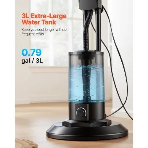 3 Wind Speeds Misting Standing Fan, Mister Cooling Fans with 3L Water Tank, Remote & Panel Control, Water Cooling Fans for Indoor, Outdoor, Garage, Patio, Living Room, 3 Modes