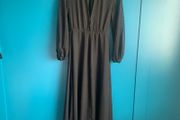Ladies long black maxi dress with v neck detail