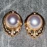 Tasaki Mabe Pearl Gold Diamond Earrings Image 2