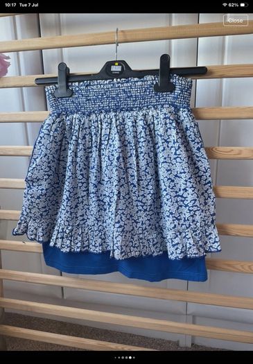skirt superdry mini skirt medium blue & white floral