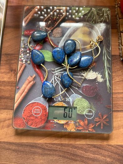 Atara 925 Necklace Signed Pear Shape Blue Lapis Lazuli Beads Vintage