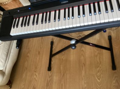 Yamaha Piaggero NP15 Portable Keyboard, Piano keys look, 61 Keys, USB connection, Black with Music stand and keyboard Stand  (Working Perfectly)