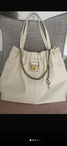 Marc Jacobs Cream Lambskin Leather Bag - The Christina Tote -