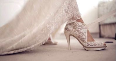 Stunning Harriet Wilde lace bridal shoes